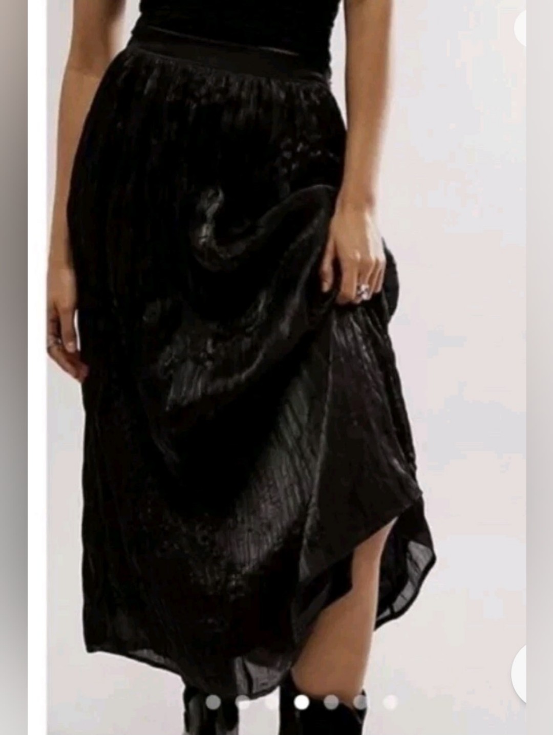 Free People Vera City Skirt Nwt Size 2 Black Satin Lined Long